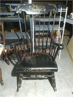 Black & Gold Painted Rocking Chair