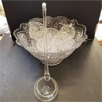 Nice Starburst Punchbowl Set With Glass Ladle