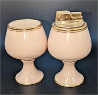 Vintage Lenox Coral Porcelain Table Lighter & Mini