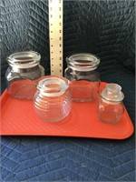 Glass Kitchen Containers Lot of 4 with Tops Honey