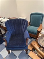 Wood Green Chair and Blue Chair