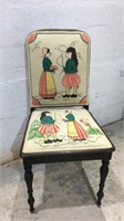 Antique Wooden Chair W Needlepoint M8A