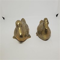Two Vintage Solid Brass Duck Figurines