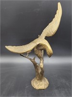 Vtg Brass Perched Eagle Sculpture Statue 12 1/4"