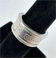 925 Silver COACH Est 1941 Band Ring