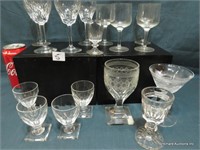 16 Clear Antique Crystal Liqueur Glasses
