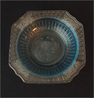 Vintage Mayfair Open Rose Blue Glass Bowl