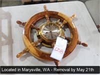 24" SHIPS WHEEL WALL MOUNT CLOCK