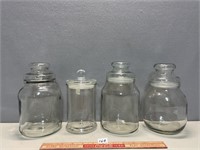 LOT OF GLASS COVERED JARS
