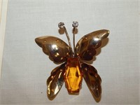 Sterling & Citrine Butterfly Brooch Pin Jolle
