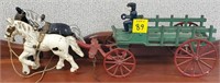 Cast Iron Green Wagon Toy