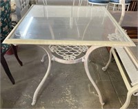 Outdoor Metal Table w/ Glass Top