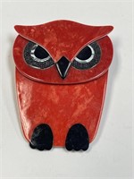 VINTAGE LEA STEIN BROOCH OWL