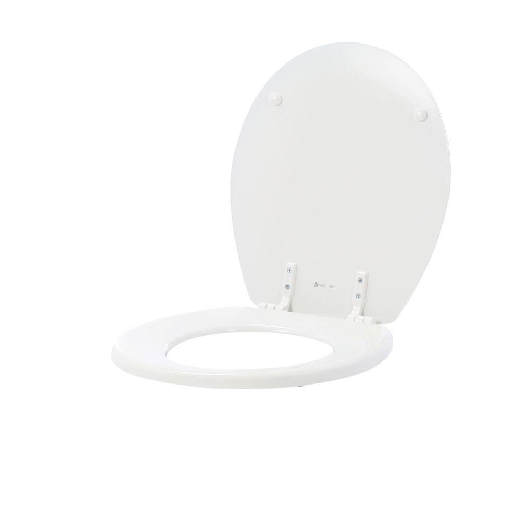 Round Enameled Wood Closed FrontToilet Seat in Whi