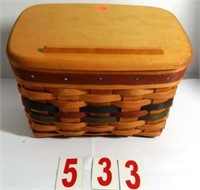 rectangle Basket with plastic liner and wood lid
