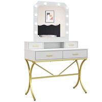 Vanity Table with Lighted Mirror, Modern Makeup Va