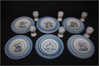 24pcs M. A. Hadley Pottery Dishes; 6 placements