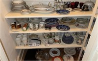 Bottom 3 shelf lots miscellaneous antique china