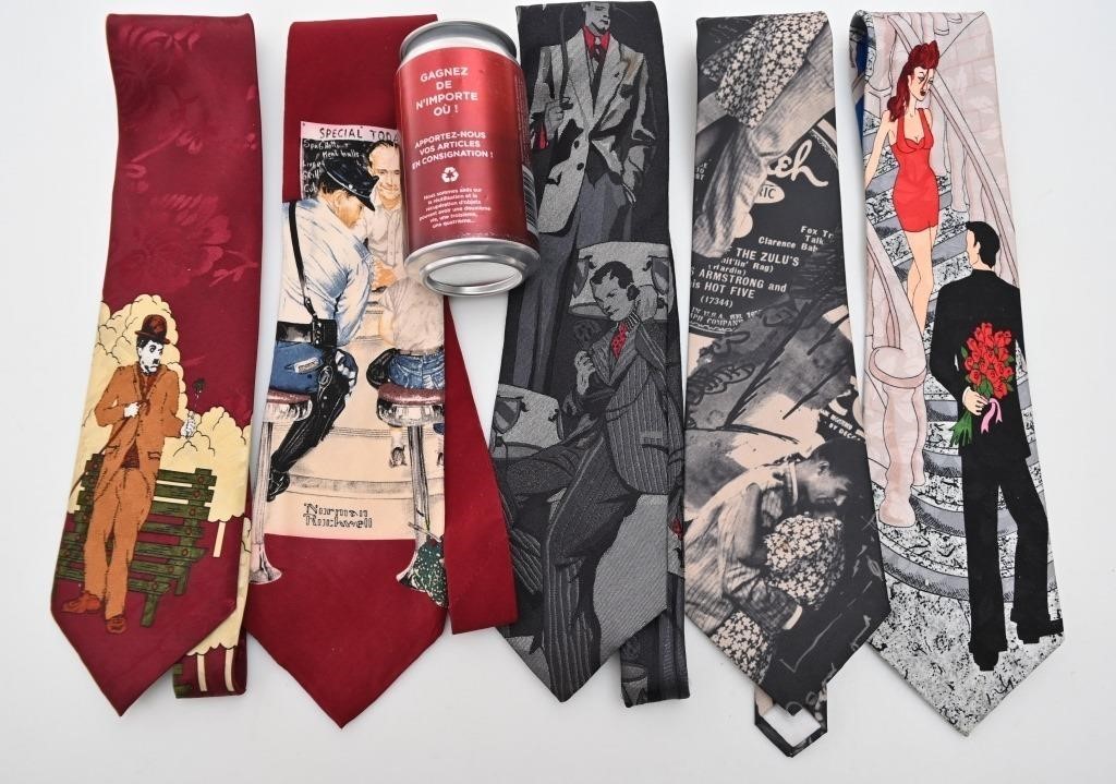 5 cravates dont Charlie Chaplin