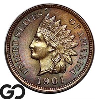 1901 Indian Head Cent, Razor Sharp Solid Gem BU++