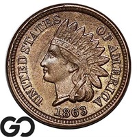 1863 Indian Head Cent, Copper-Nickel, Choice AU++