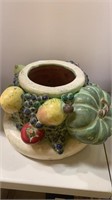 Large ceramic fruit decorated stand measures 9