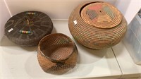 Antique Chinese sewing basket - coil basket with