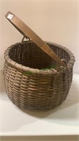 Woven egg gathering basket with a nice wood