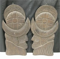 Pair Of 1970's Spanish Soldier Wood Wall Hangings