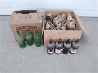 2 cases green & brown vtg. bottles