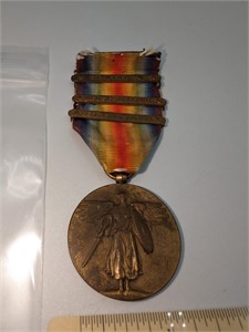 WW1 Victory Medal w/ 3 Campaign Bars
