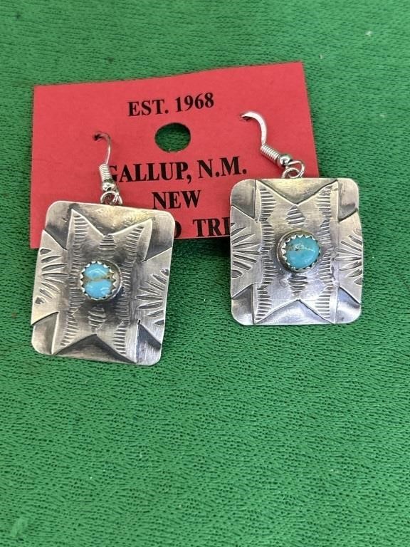 Sterling and turquoise earrings from the Navajo