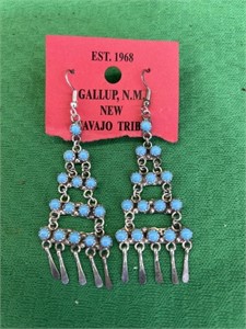 Sterling and turquoise earrings from the Navajo