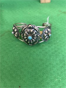 Silver and turquoise cuff bracelet
