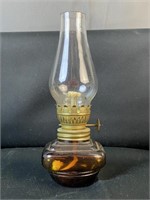 7'' Vintage Oil Lamp -Amber Glass
