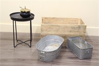 FIREPOT, CRATE, SMALL TUBS & MORE