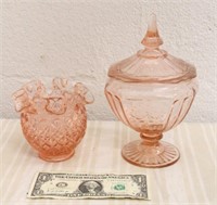 FENTON ROSE BOWL AND MAYFAIR CANDY DISH