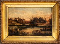 British School Landscape Scene Oil on Canvas