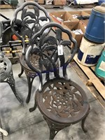 Cast iron Bistro chairs w/ palm tree pattern, pair