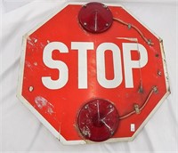 Vintage 2 Sided Stop Sign With Flashing Lights