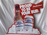 Large Budweiser Beer Metal Sign