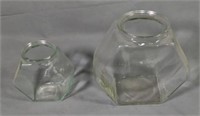 2 Vintage Clear Glass Hexagon Shape Goldfish