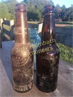 Pair of Wagner Beer brown embossed bottles