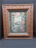 A Framed Needlework in Carved Oak Frame