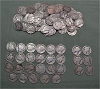 109 US Mercury silver dimes: (6) 1910's, (23) 1920