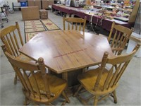 HEAVY custom made wood 6 sided dining table