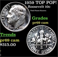 Proof 1959 Roosevelt Dime TOP POP! 10c Graded pr69