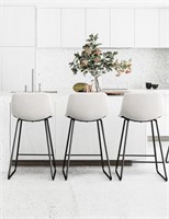 24'' LEATHER BARSTOOL 3PCS SET  WHITE- ASSBLY REQ