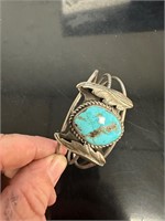 Silver bracelet Navajo Style Turquoise Native
