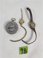 2 Timex wrist watches & Compass